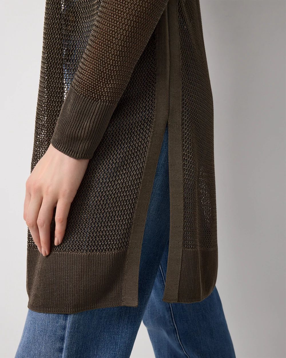 Open Stitch Longline Cardigan | White House Black Market